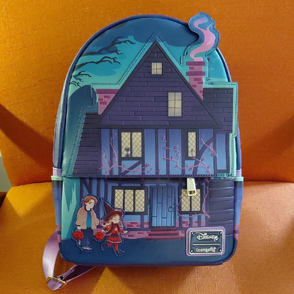 Glow In The Dark. Loungefly Disney Haunted House Backpack - Blue and Purple